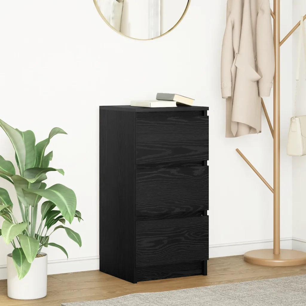 Credenza | Madia | Buffet da pranzo | Armadio da pranzo Rovere Nero 37,5x35x76 cm in Legno Multistrato