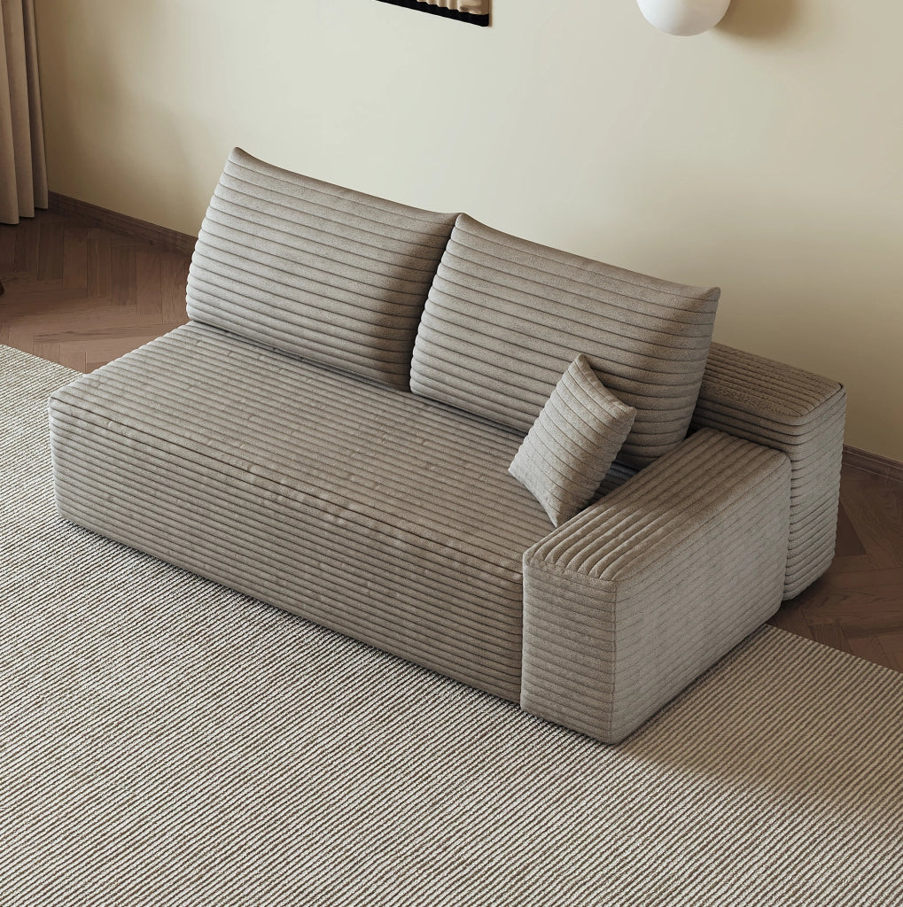 DIVANO 2 POSTI CON CHAISE REVERSIBILE CAMEL IN TESSUTO