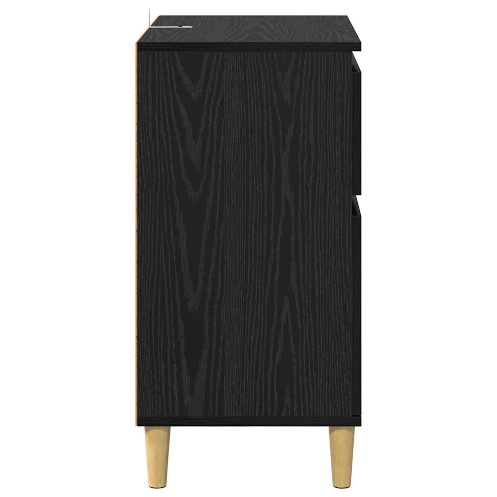 Credenza | Madia | Buffet da pranzo | Armadio da pranzo Rovere Nero 60 x 35 x 70 cm Legno multistrato