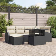 Set Divano da Giardino con cuscino 7 pcs Nero e crema 3348673