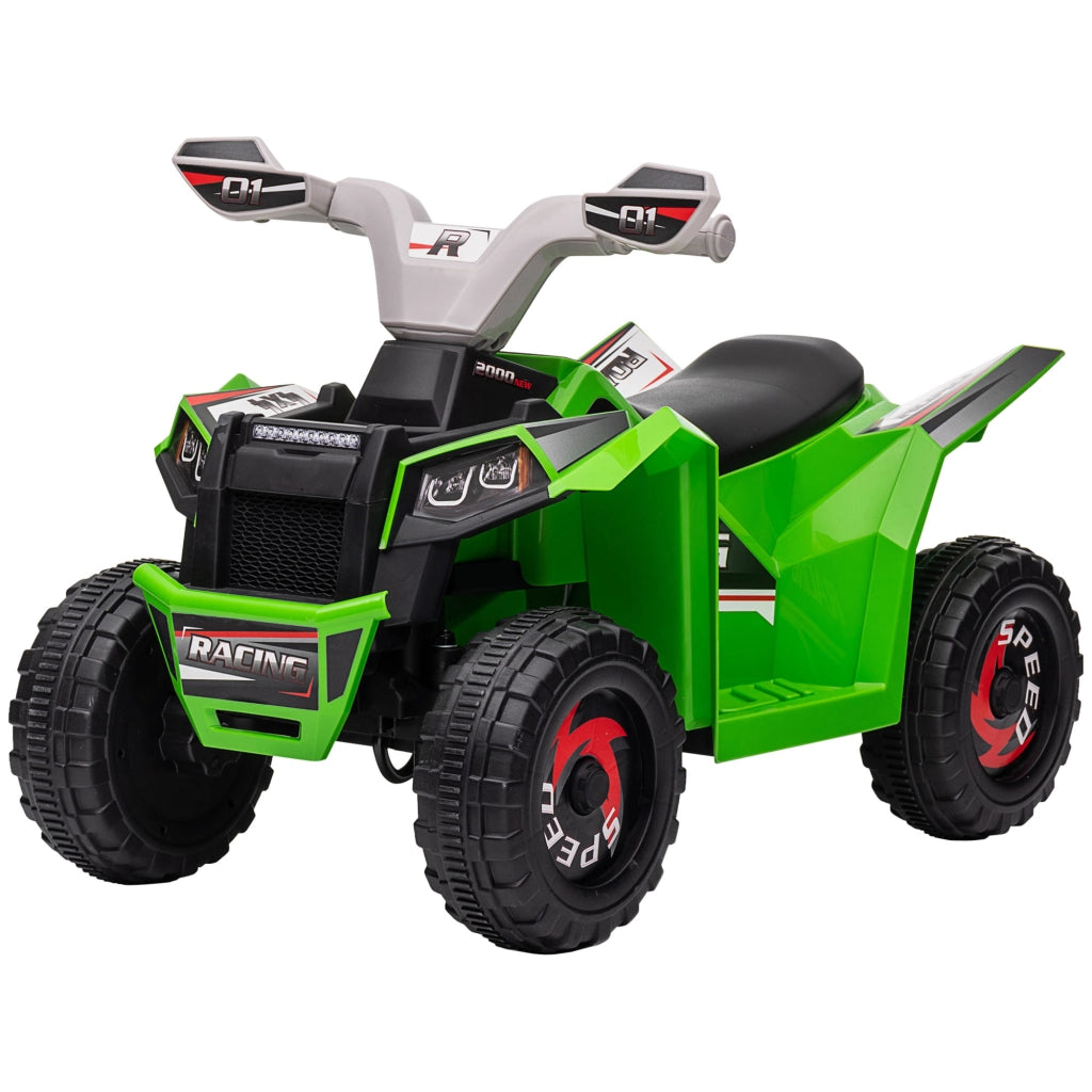 Quad elettrico per bambini a batteria 6V con marcia avanti e retromarcia 4 ruote verde 70x41,5x48,5 cm