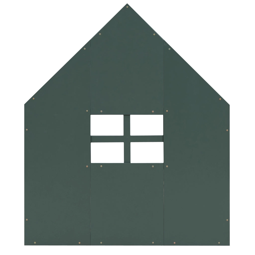 Letto a casetta 90 × 200 cm con 7 doghe struttura bassa in legno e MDF verde per cameretta