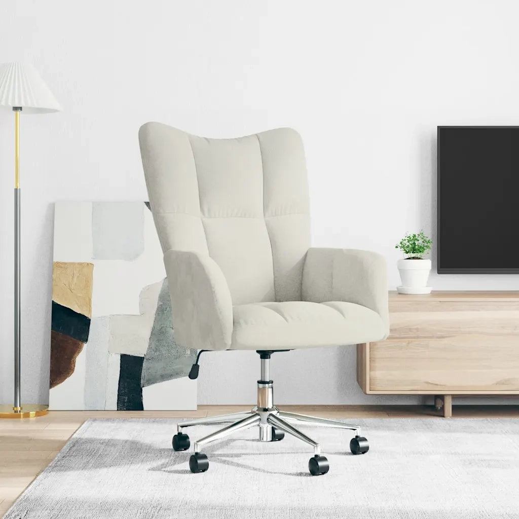 Poltrona | Sedia Relax Bianco Crema Velluto