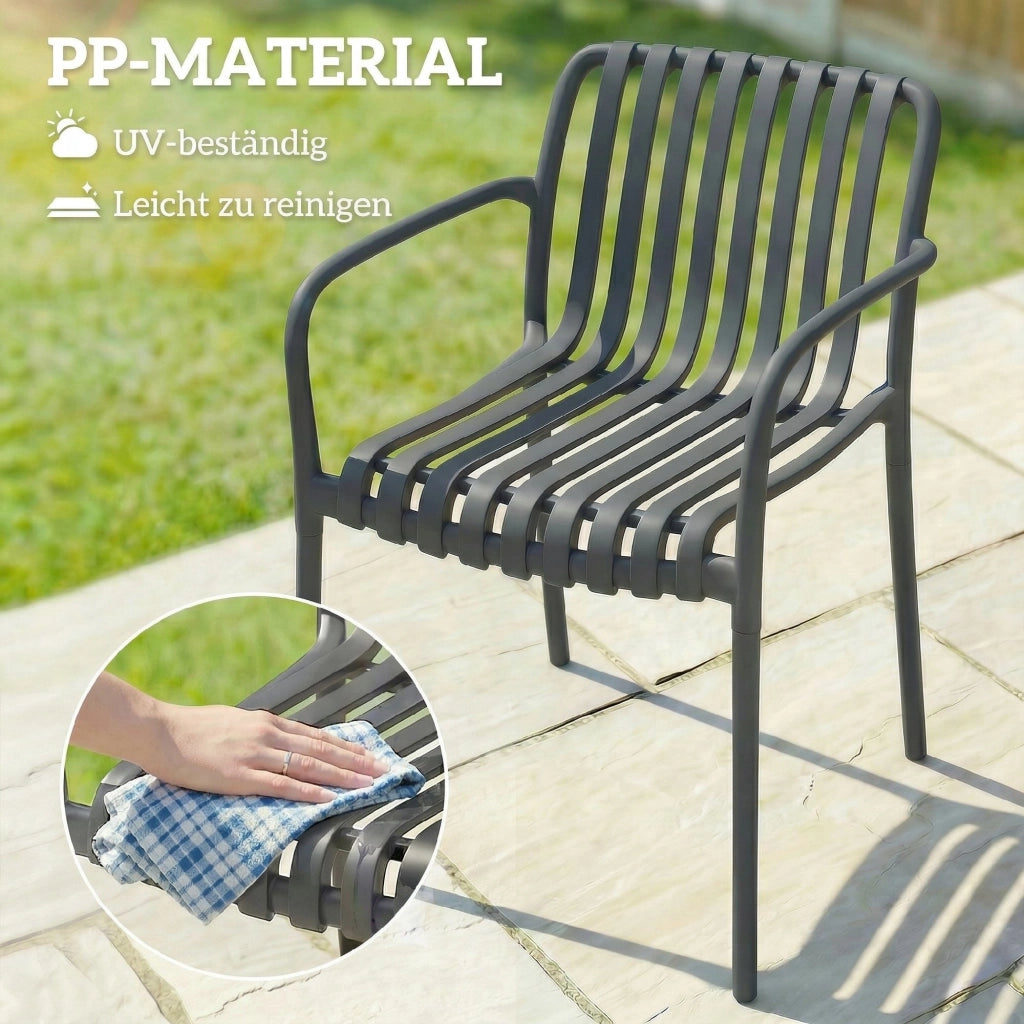 Set sedie da giardino impilabili ¨C Minimal ¨C grigio scuro 4 pezzi