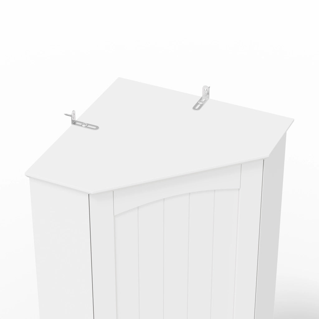 Armadio angolare con ripiani regolabili e 2 ante ad arco in MDF bianco per cucina e soggiorno 42 × 42 × 166 cm