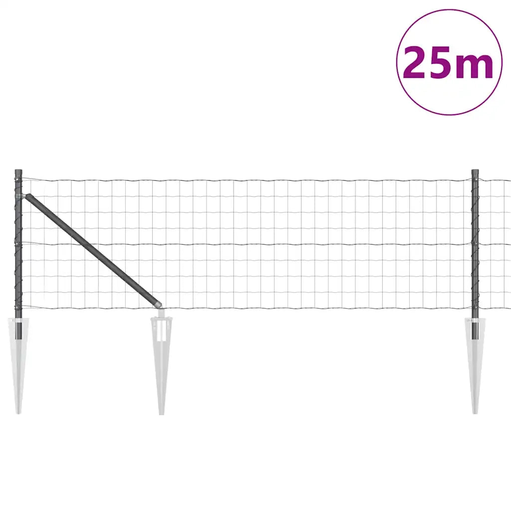 Recinzione con Posto Grigio 0,6 x 25 m Acciaio e PVC