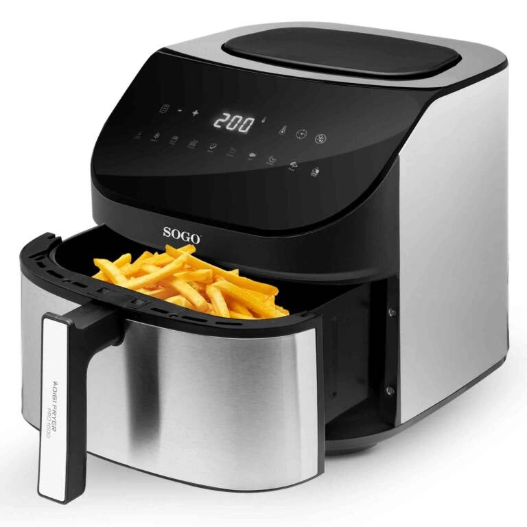 Friggitrice ad aria 8L 1600W con 10 programmi e display touch, temperatura 50-200°C e funzione essiccatore - Sogo