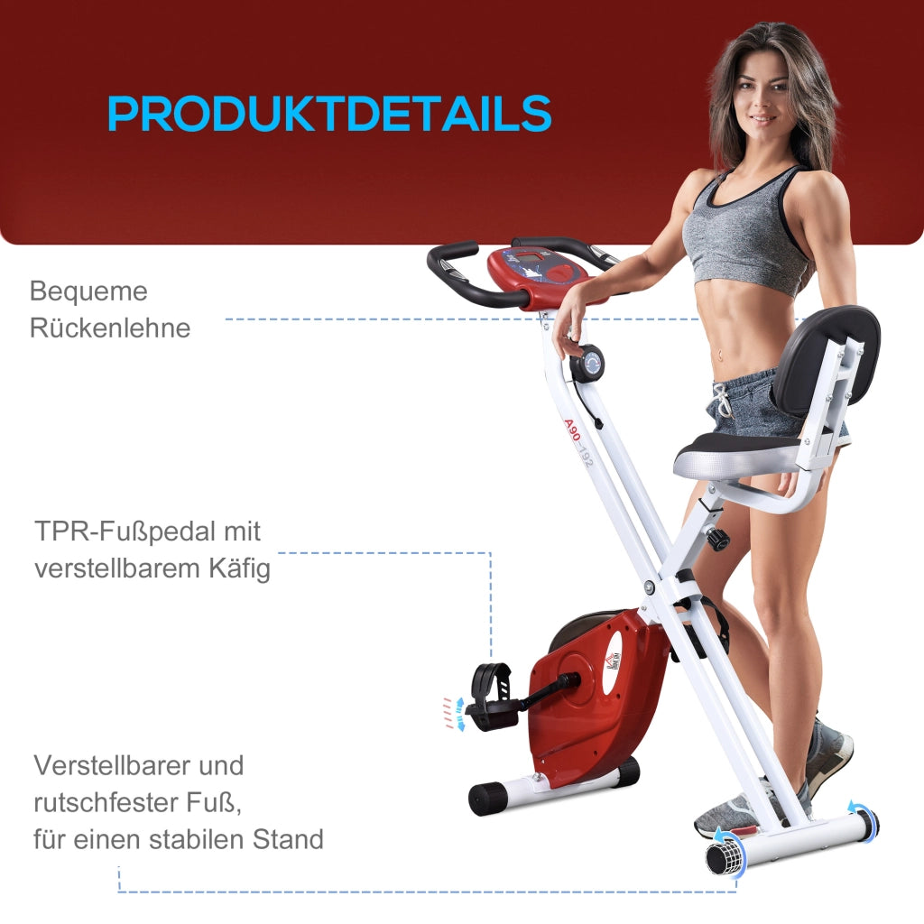 Cyclette con resistenza magnetica 8 livelli regolabile in altezza display LCD ¨C zephmum ¨C Rosso Bianco