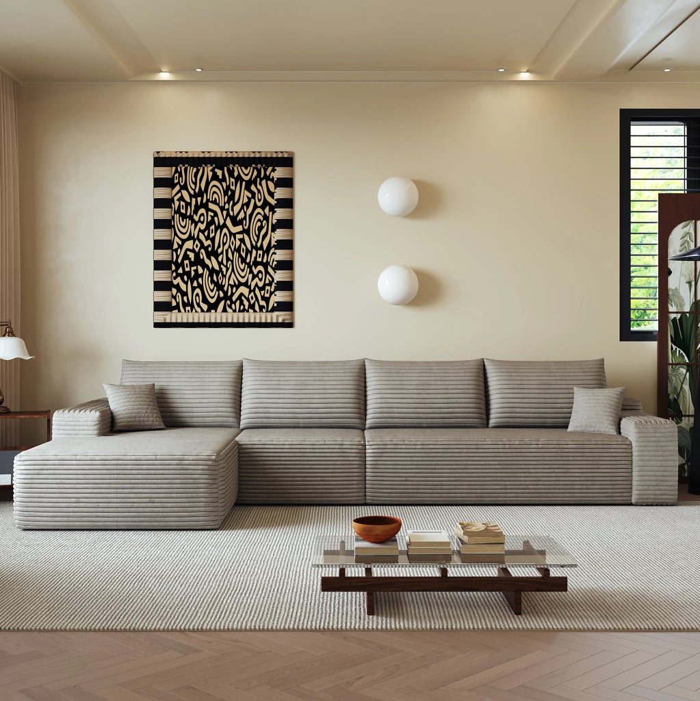 DIVANO 340x175x83 cm in Tessuto Cammello senza montaggio