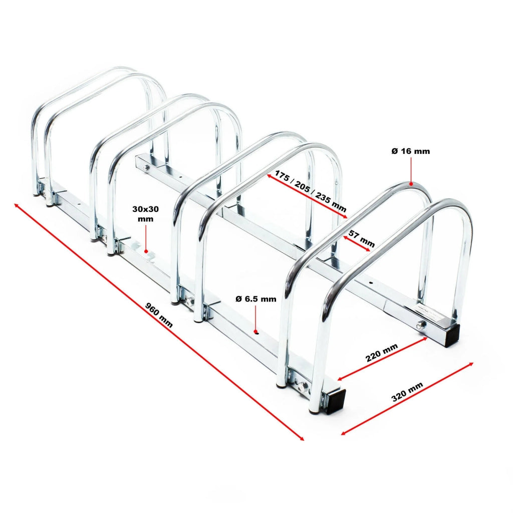 Portabiciclette da pavimento per 4 biciclette 95 cm metallo zincato bicicletta 16_0001500
