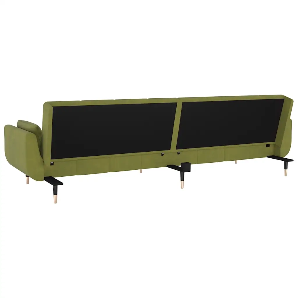 Divano letto | Sof¨¤ letto | Letto singolo a 2 Posti con 2 Cuscini Verde Chiaro in Velluto