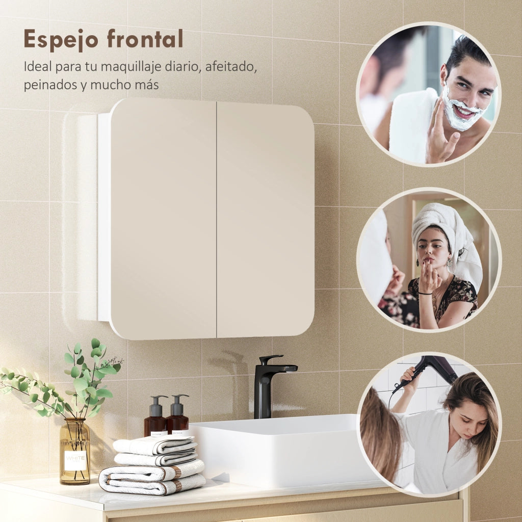 Specchio Armadietto Bagno ¨C Xylo ¨C Bianco 68x13x66 cm 2 Ante Ripiani