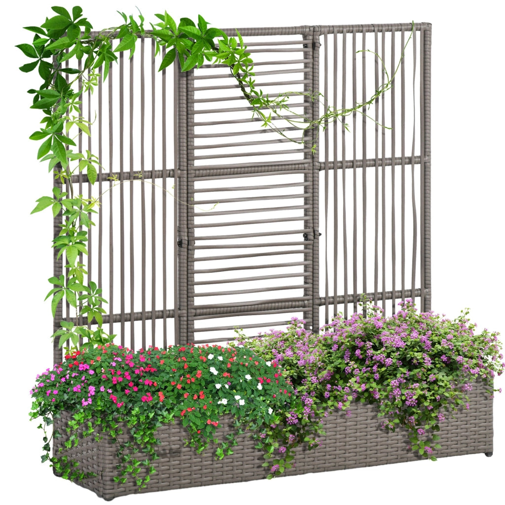 Fioriera con Spaliera ¨C Xylo ¨C Polyrattan Grigio 103x29x103 cm