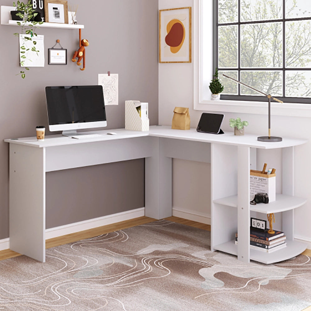 Scrivania angolare per computer - Xylo - 140 cm con 2 ripiani