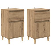 Set di 2 Comodini | Armadio da Notte | Mobiletto da notte Rovere artigianale 40 x 35 x 70 cm