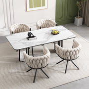Sedia da Pranzo Girevole in Velluto, Set 4 Pezzi ¨C Xylo ¨C Beige, Gambe in Metallo