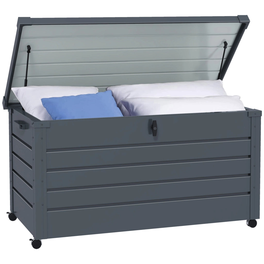Baule da Giardino ¨C Minimal ¨C Grigio Scuro Acciaio Zincato 120x62x66 cm