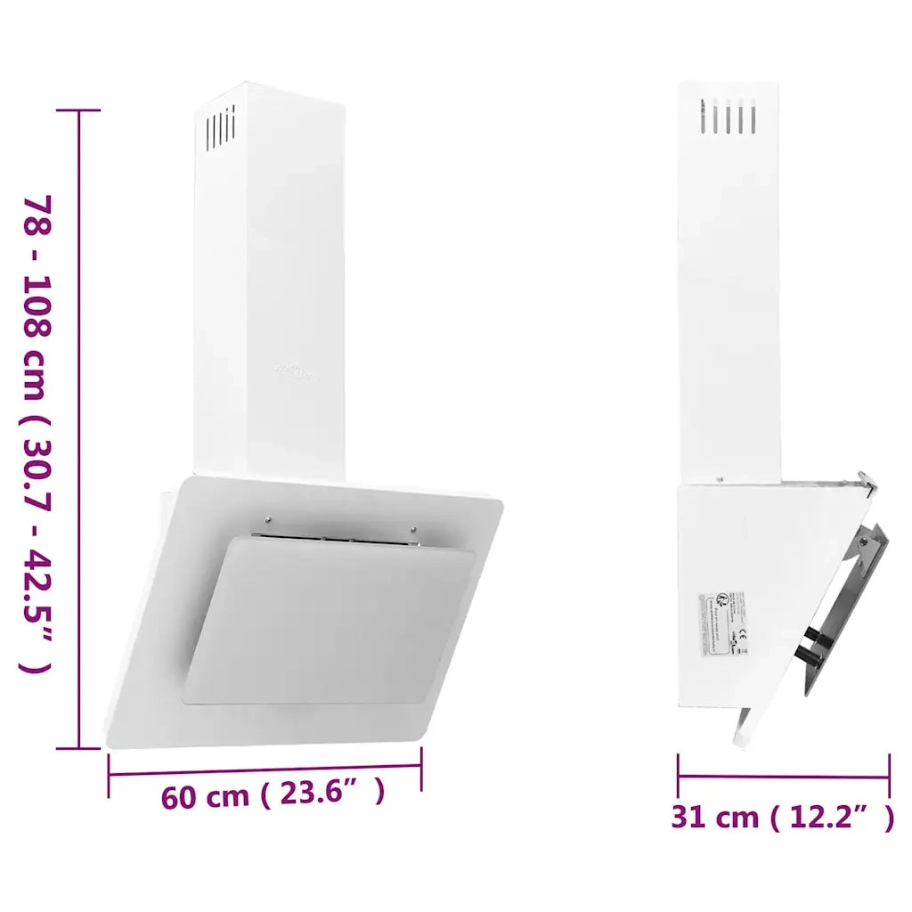 Cappa a Parete 60 cm in Acciaio Inox e Vetro Temperato Bianco CFW6215215