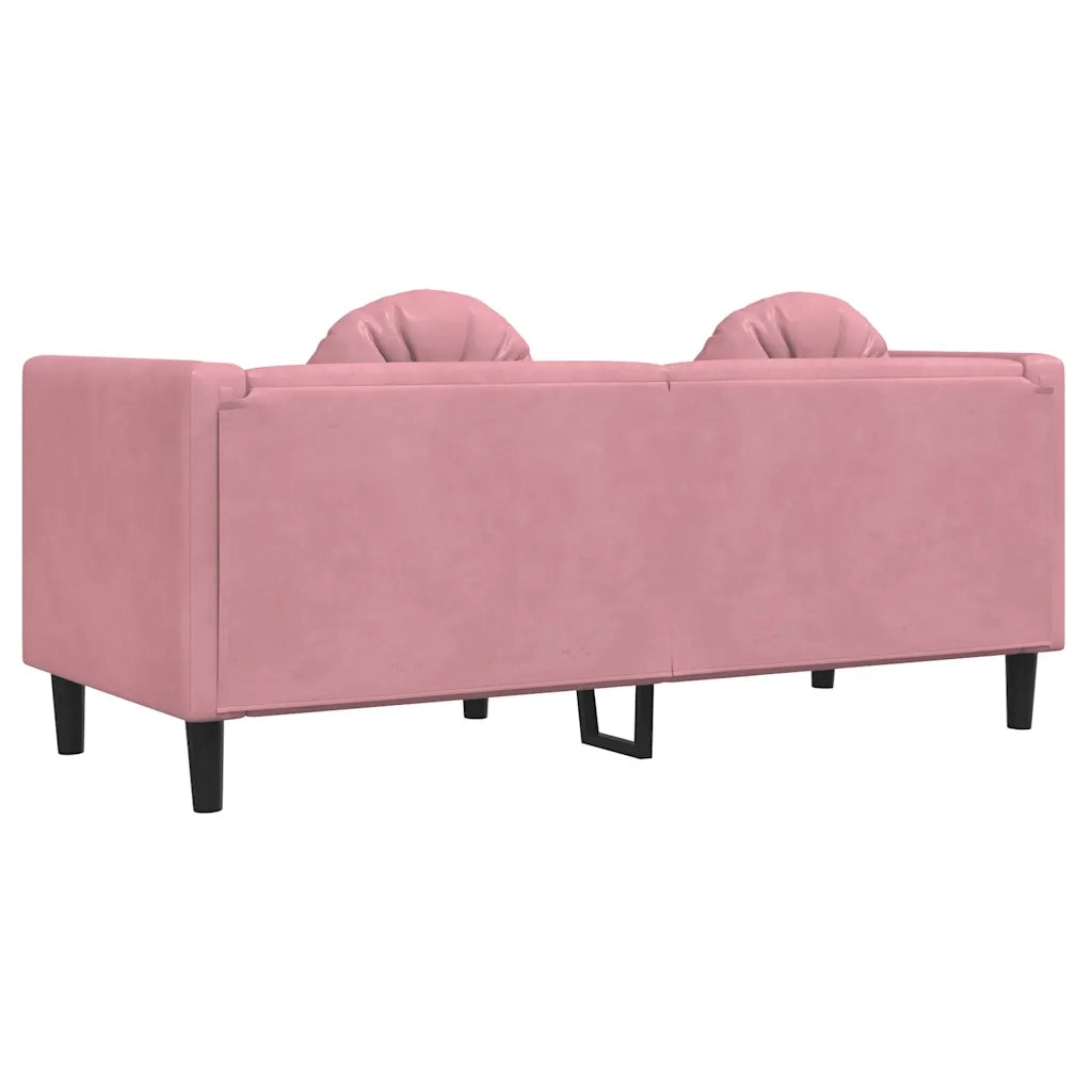 Divano a 2 Posti con Cuscini Rosa in Velluto 372635