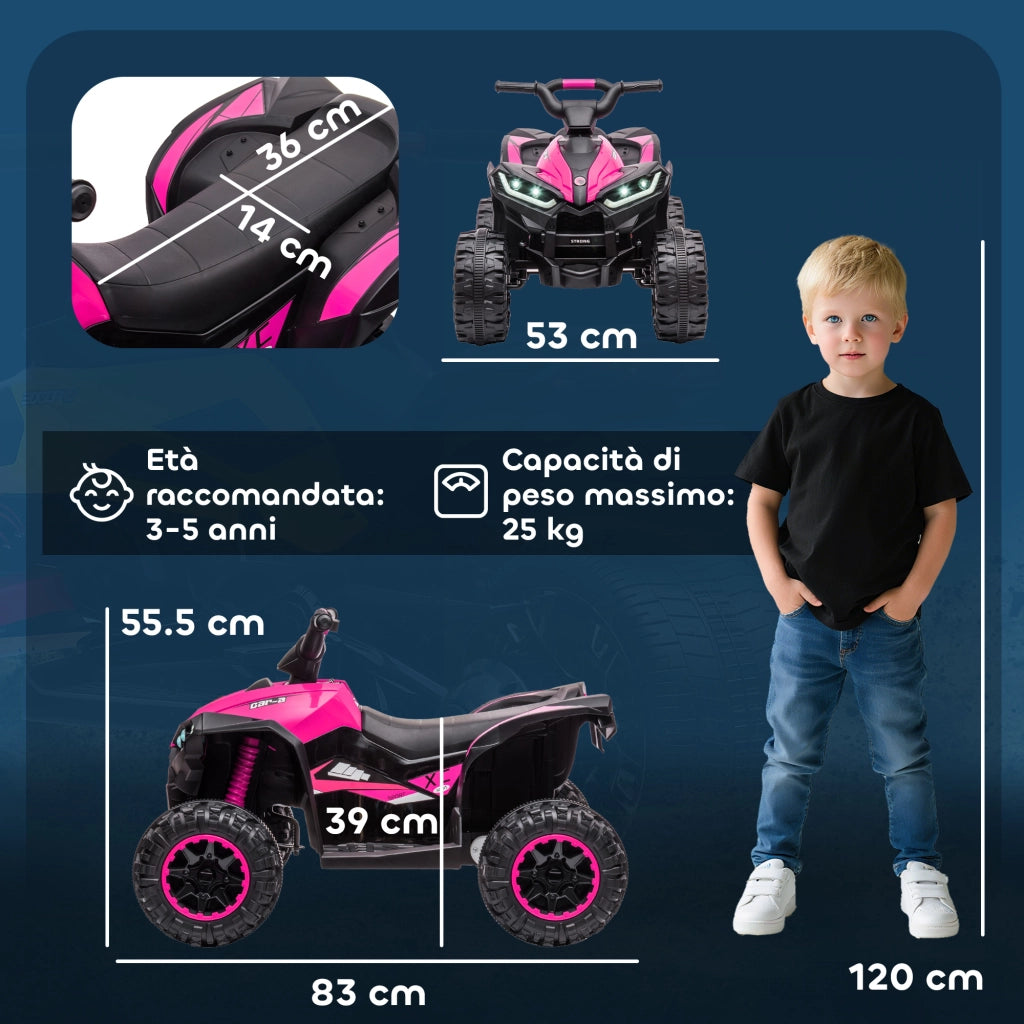 Quad Elettrico Bambini 12V ¨C Minimal ¨C Rosa