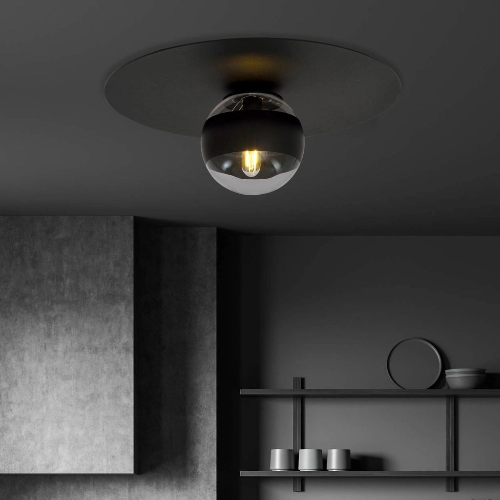 Plafoniera Emibig Solar 1 luce E14 nera dimmerabile