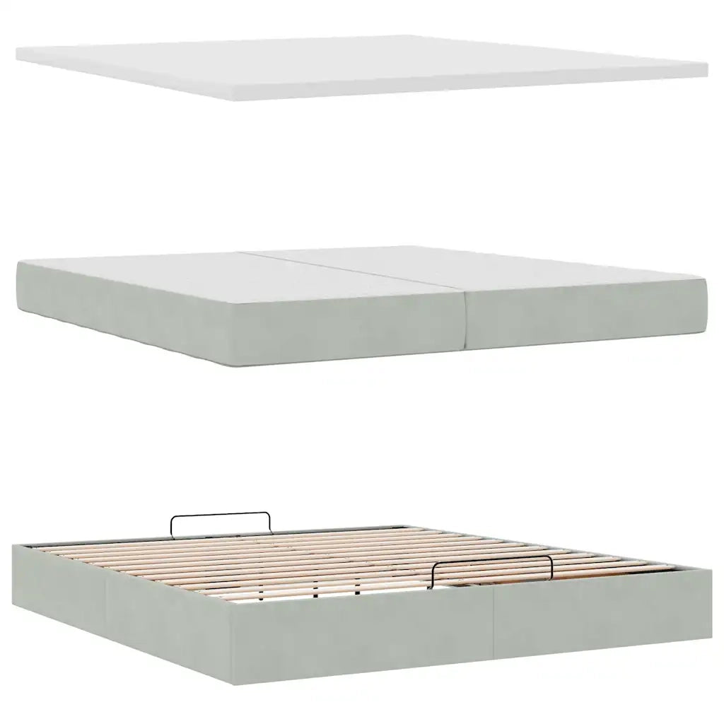 Struttura Letto Pouf con Materasso 200x200 cm in Velluto