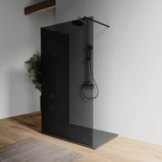 Doppio walk-in nero opaco 90x90 cm vetro 8mm fumè anticalcare h200 | Keros