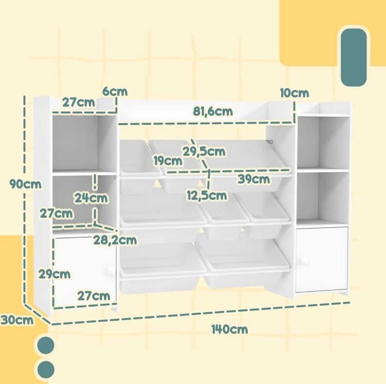 Libreria Montessori per bambini con 8 box removibili bianca