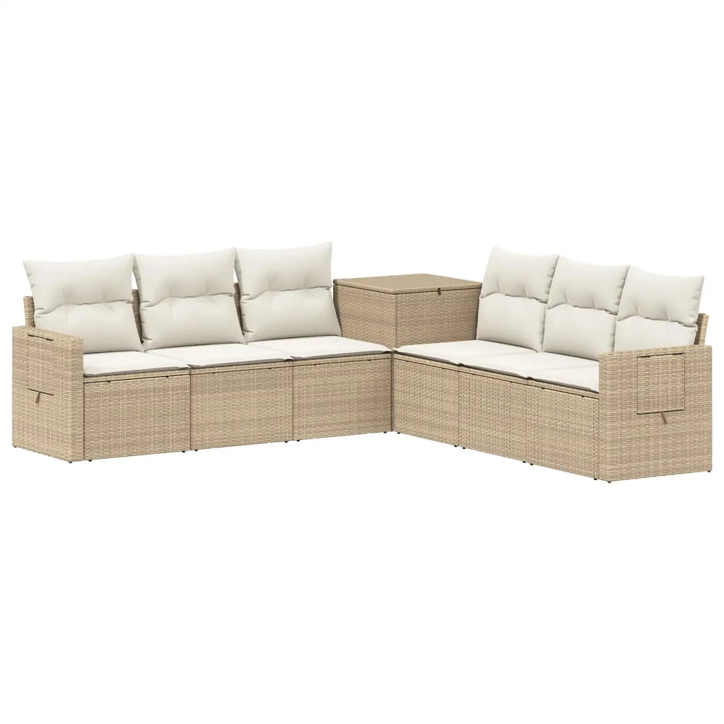 Set di divani 7 pz Beige e Bianco Crema 3448808