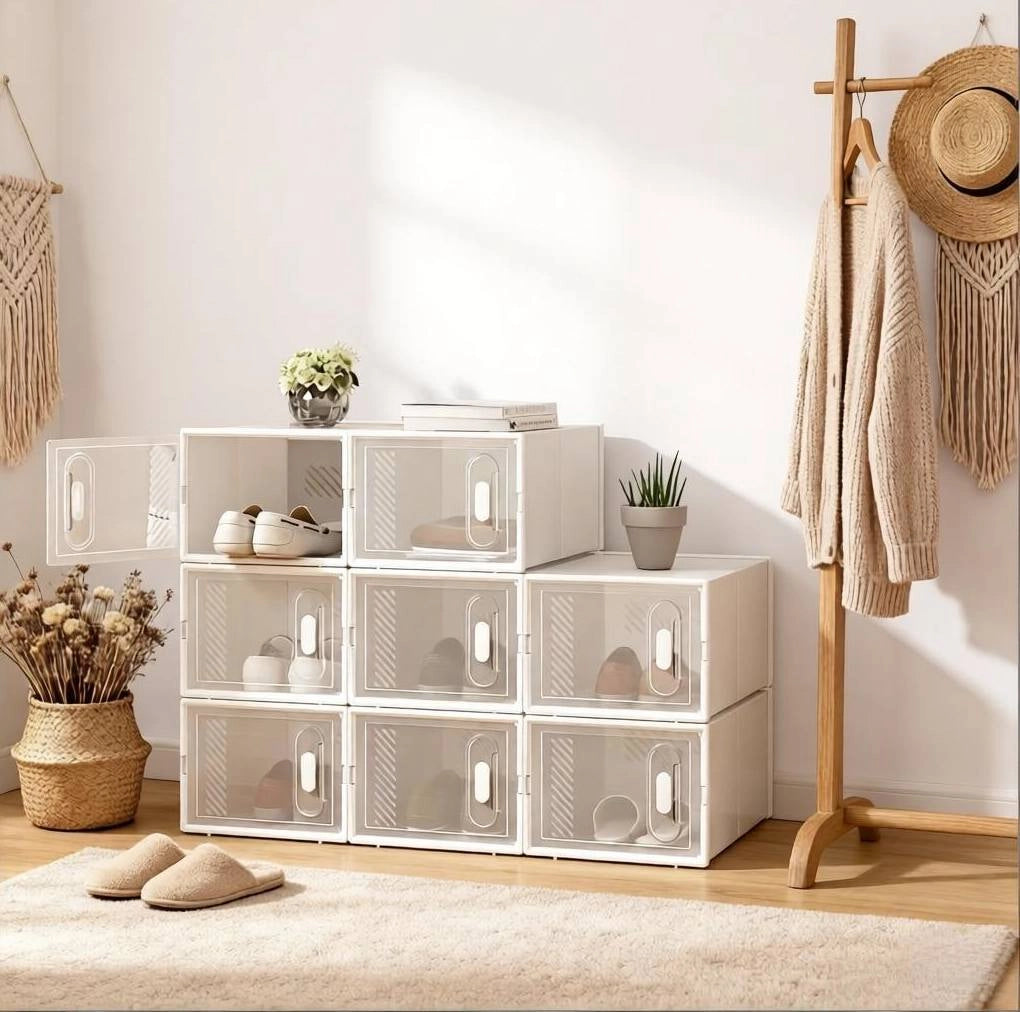 Set di 8 scatole portascarpe impilabili trasparenti
