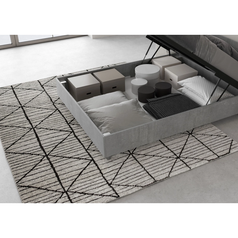 Letto Matrimoniale francese 140x200 cm testata inclinata Demas - Senza rete,Grigio