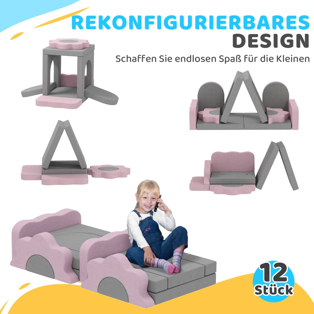 Set blocchi di schiuma per arrampicata e gioco ¨C zephmum ¨C grigio e rosa