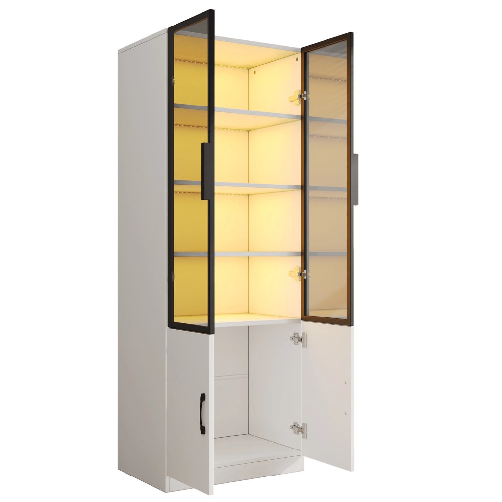 VETRINA LED 60x40x160 cm Bianca con Vetro Grigio e 2 Ante