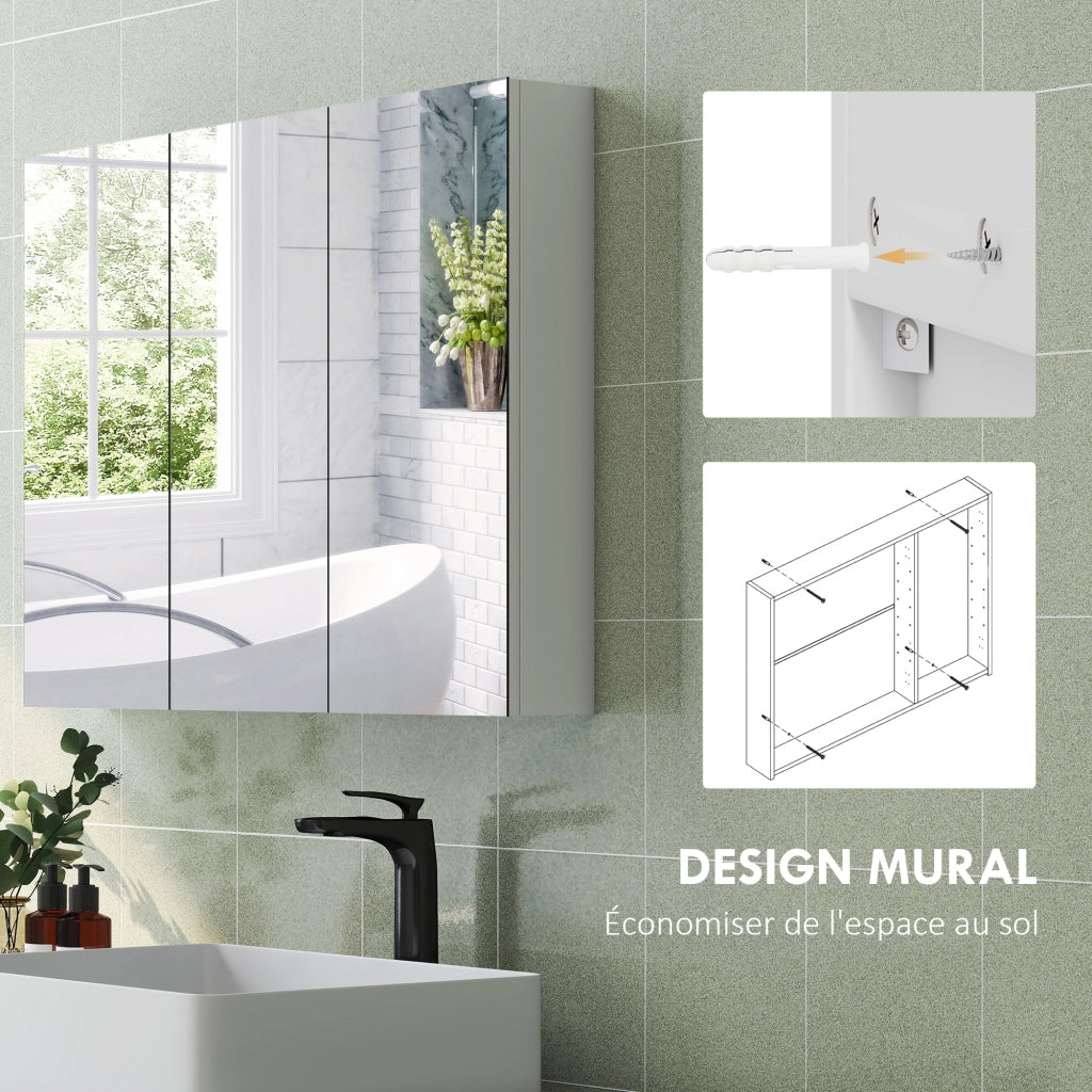 Armadio da bagno con specchio ¨C zephmum ¨C bianco 91.5x11.5x65cm