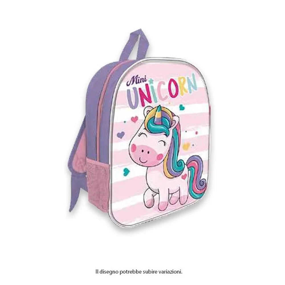 Trade Shop - Zaino Zainetto 30cm Design Unicorno Con Zip Scuola Asilo Tempo Libero Bambini 740304 -
