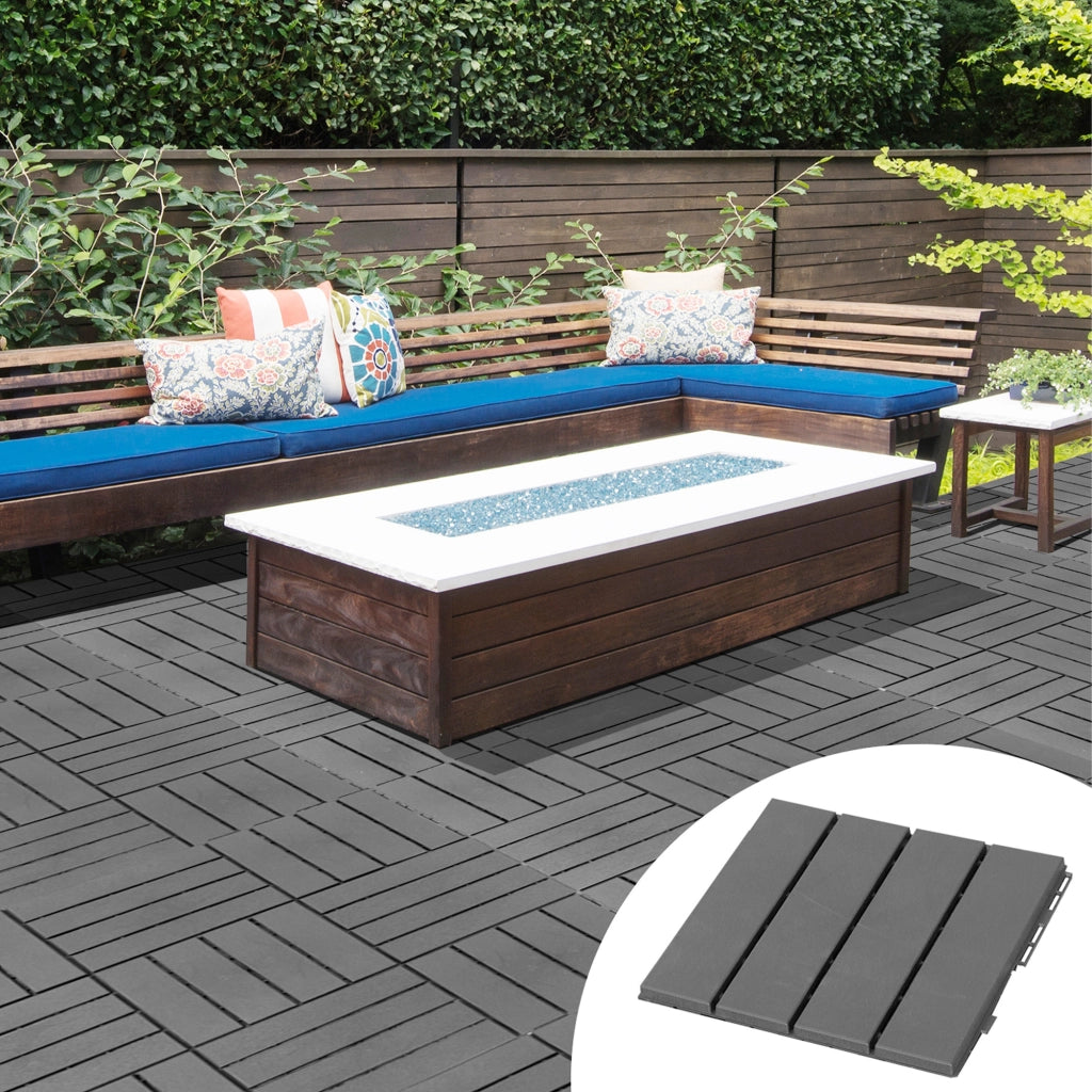 Set Piastrelle per Pavimenti Esterni ¨C zephmum ¨C Nero, Polipropilene, 30x30x2cm
