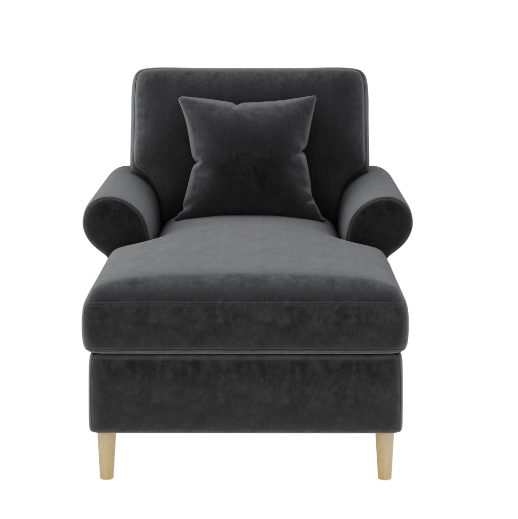 Poltrona relax reclinabile grigia in velluto 133x90x87 cm per lettura e riposo