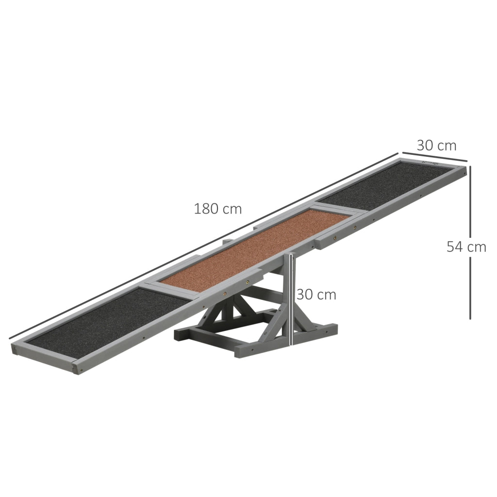 Altalena per agility cani in legno di pino grigia con superficie antiscivolo per addestramento fino a 30 kg