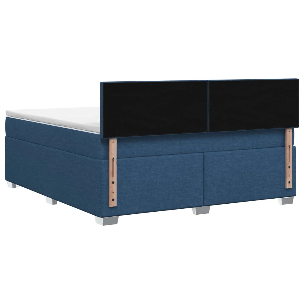 Letto con Box Spring, Materasso e LED Blu 160 x 200 cm Tessuto 3451986