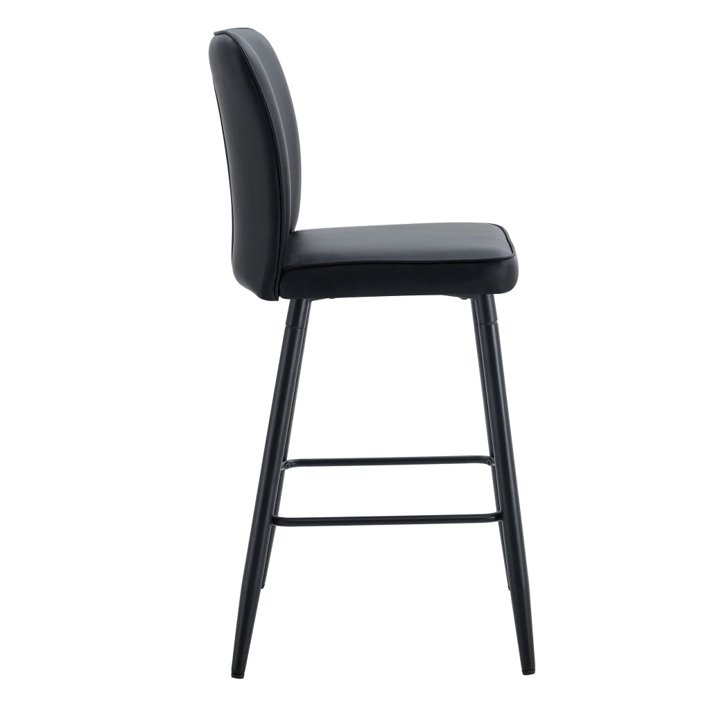 Set di 2 sgabelli da bar neri in PU con schienale ergonomico, struttura in metallo e altezza 101 cm