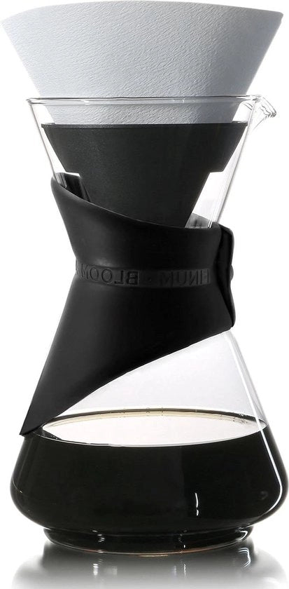 Karaf per caffè con filtro e malta - materiale borosilicato - modello BLOOM EN FLOW - capacità 1 L - diametro 22 cm - altezza 24 cm - materiale silicona per la guarnizione - BPA libero - colore nero