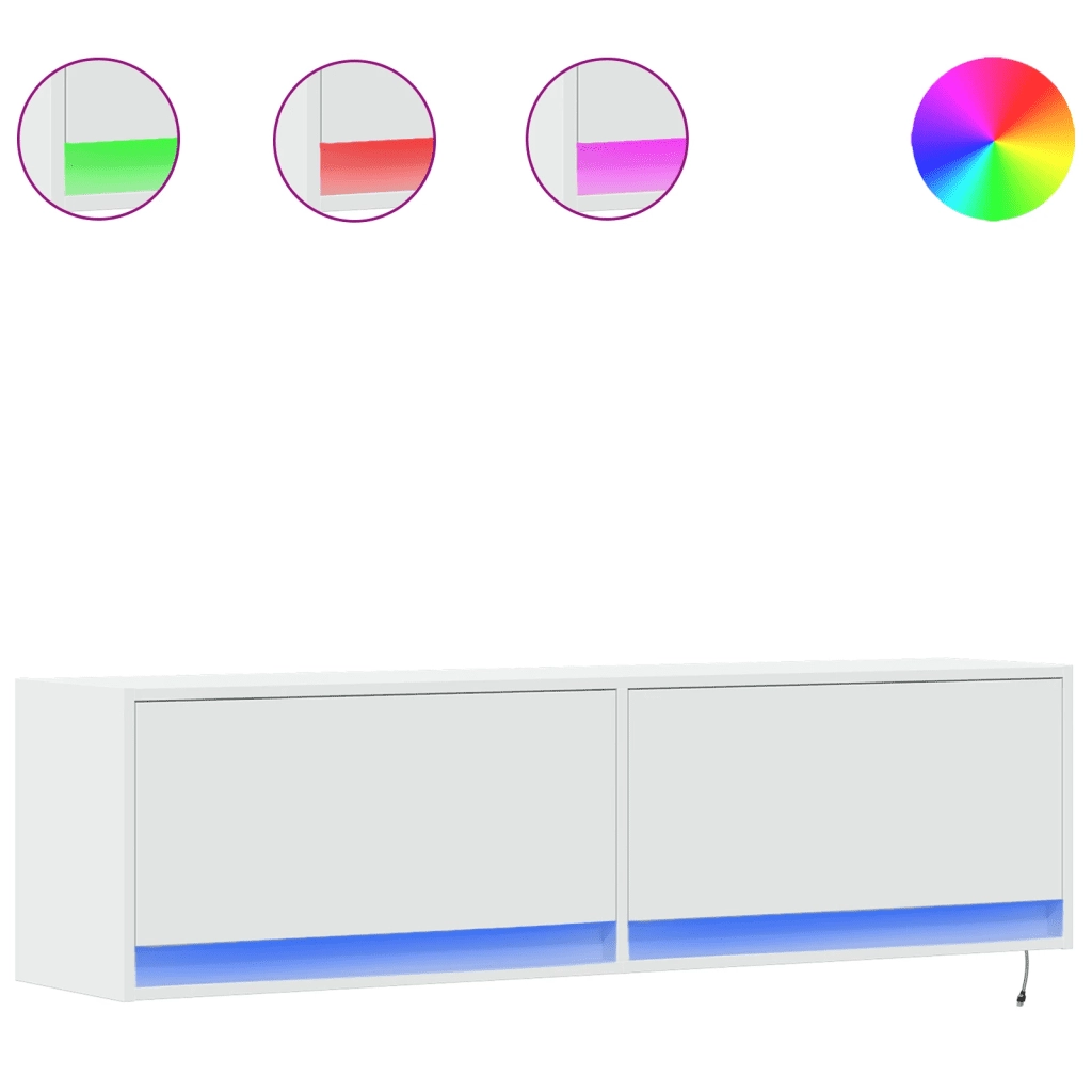 Mobile TV a Parete | Armadietto TV | Mobile Porta TV con Luci LED Bianco 140x31x38 cm