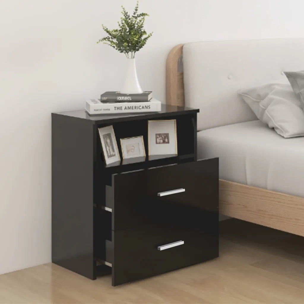 Set di 2 Comodini | Armadio da Notte | Mobiletto da notte Neri 50x32x60 cm