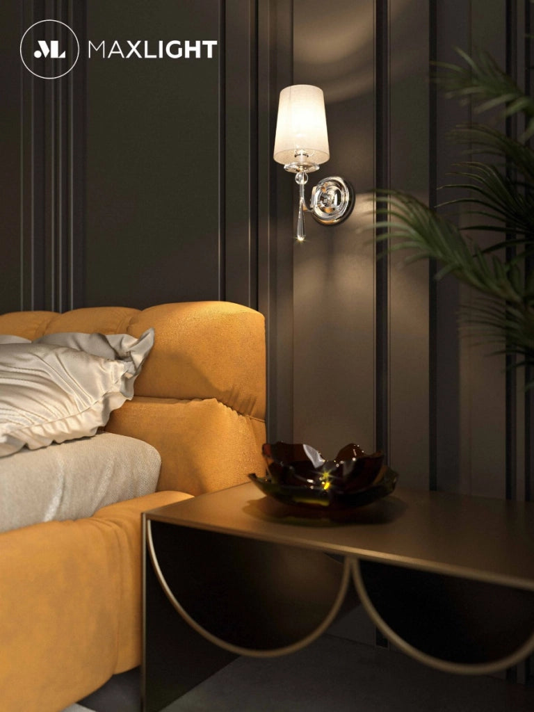 Applique glamour CHARLOTTE cromo paralume bianco E14 Maxlight