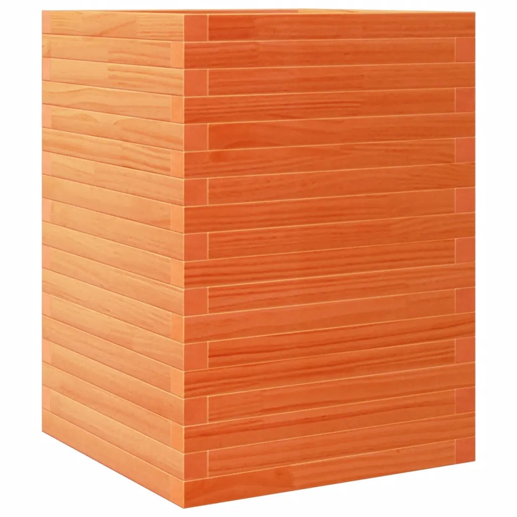 Fioriera | Cassetta per fiori | Vaso Giardino Marrone Cera 50x50x68,5cm Legno Massello Pino