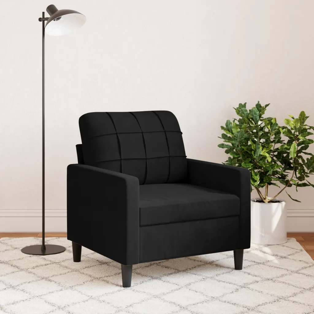 Poltrona | Sedia Relax Nero 60 cm Velluto