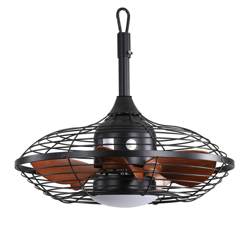 Ventilatore da soffitto con luce e telecomando; motore DC reversibile silenzioso; nero; per interni ed esterni