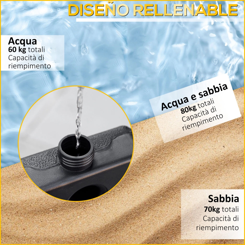 Base per Ombrellone 4 Pezzi ¨C Zephmum ¨C Nero