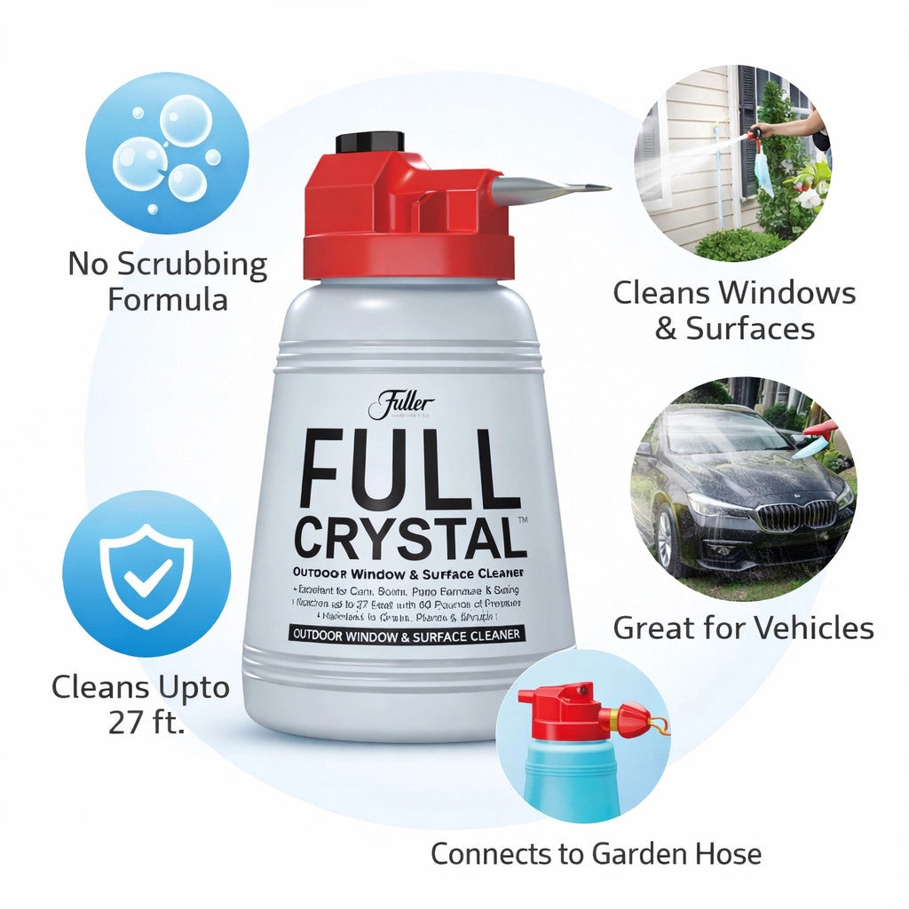 FULL CRYSTAL CONTENITORE DETERGENTE PULIZIA VETRI AUTO POMPA PULISCI FINESTRE