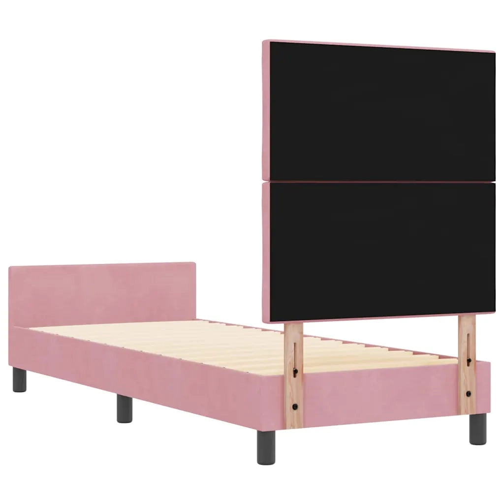 Letto a molle con testiera Rosa 80 x 200 cm Velluto 3344974